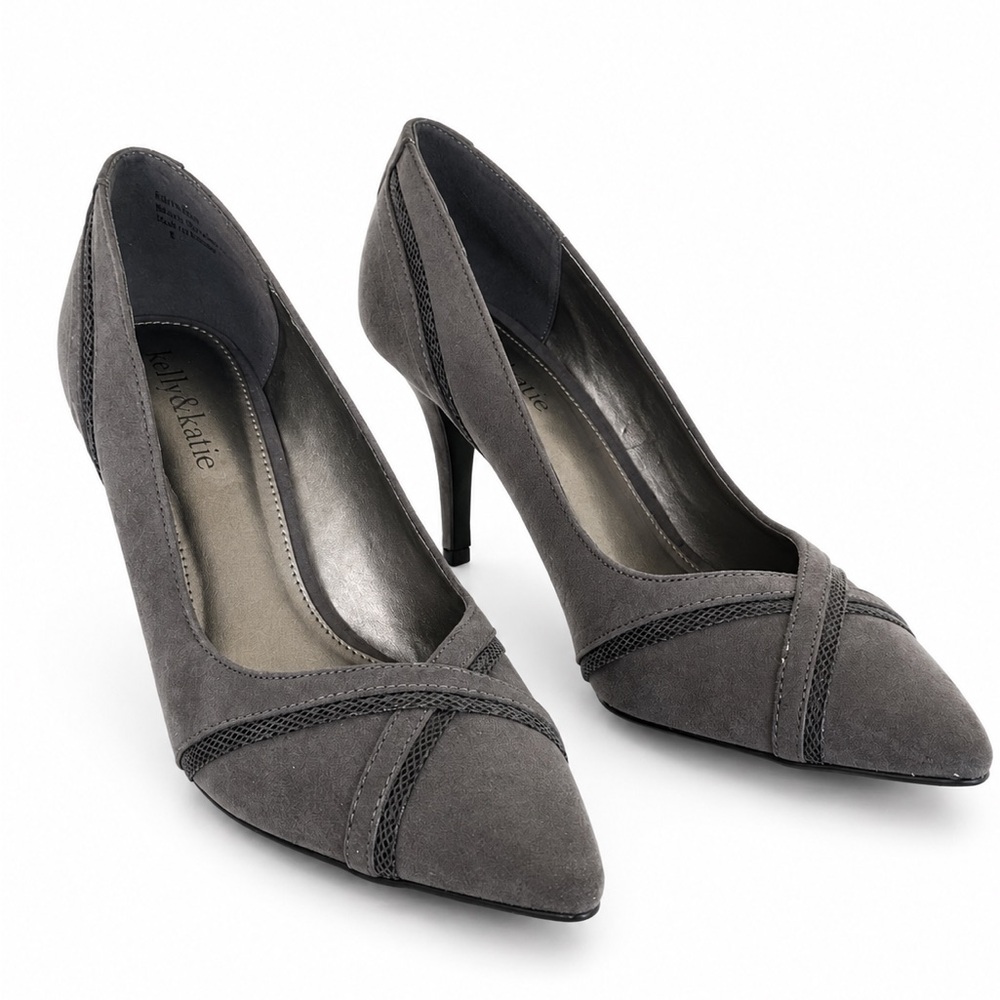 Kelly & Katie Gray Suede Pointed Toe Heels Size 8